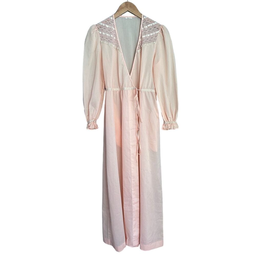 Vintage Lightweight Lounge Robe pink cotton Small - Picture 6 of 6